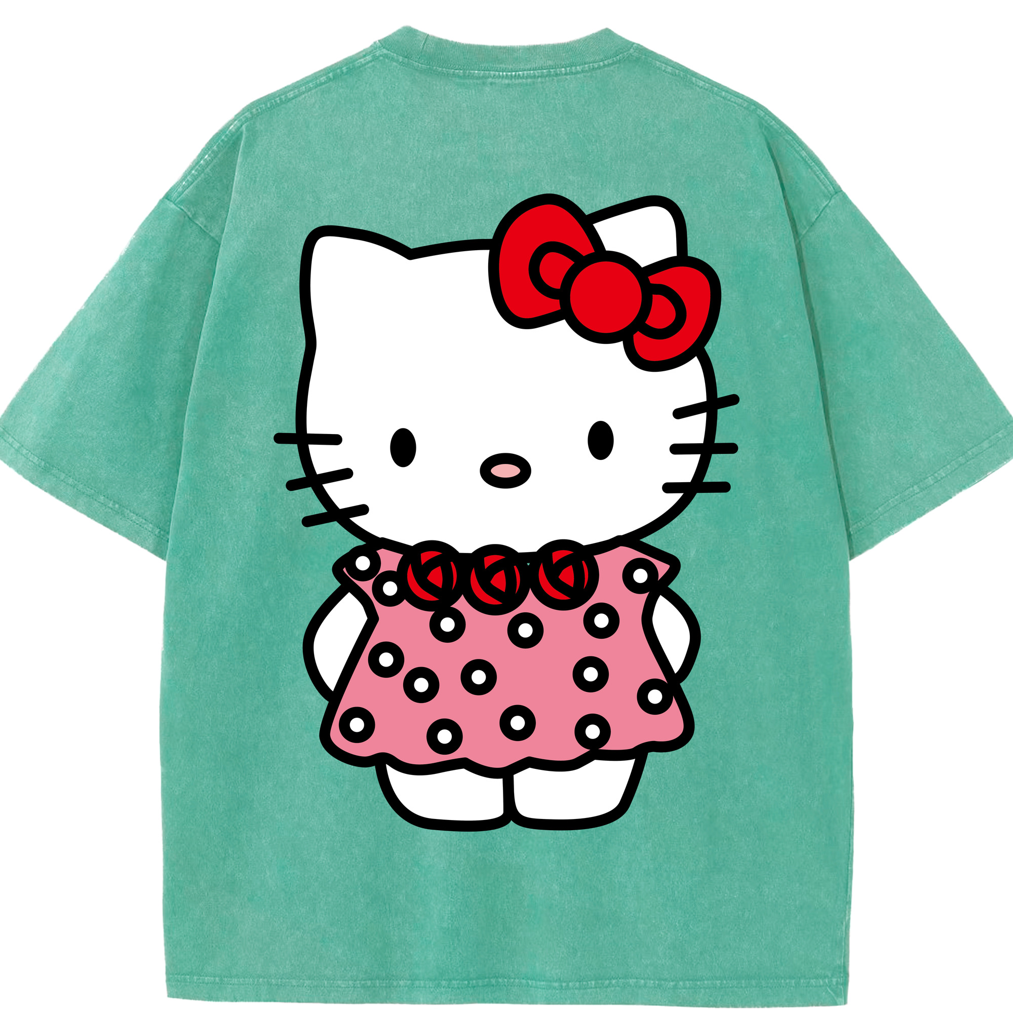 （画像用） Hello Kitty ハローキティ 綿100% ヴィンテージ風 半袖Tシャツ（背面プリント）